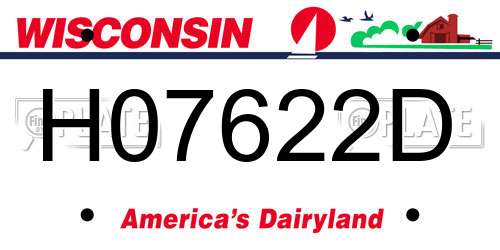 H07622D Wisconsin License Plate