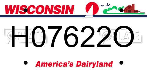 H07622O Wisconsin License Plate