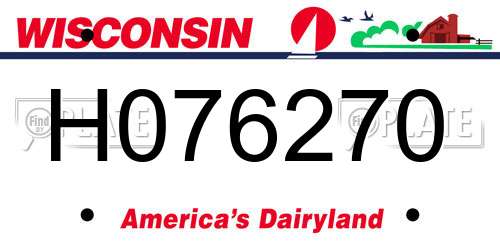 H076270 Wisconsin License Plate