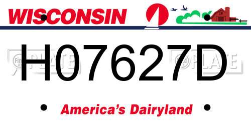 H07627D Wisconsin License Plate