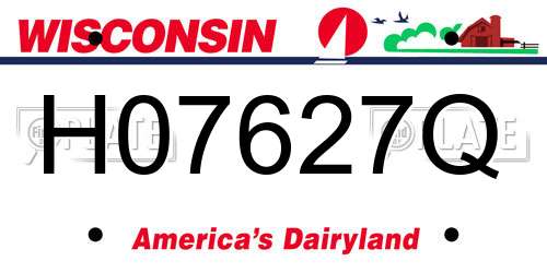 H07627Q Wisconsin License Plate