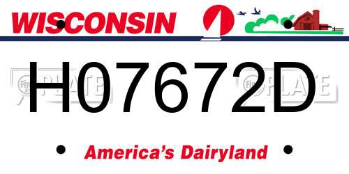 H07672D Wisconsin License Plate