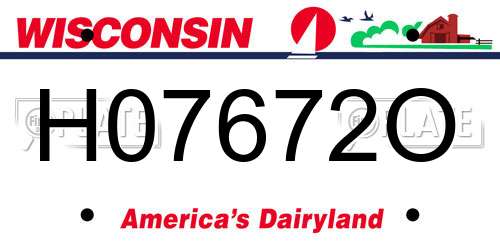 H07672O Wisconsin License Plate