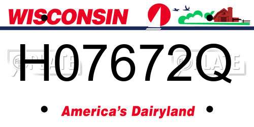 H07672Q Wisconsin License Plate