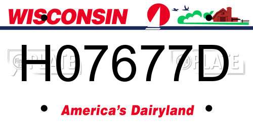 H07677D Wisconsin License Plate