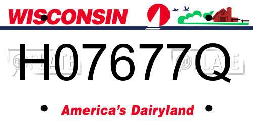 H07677Q Wisconsin License Plate