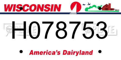 H078753 Wisconsin License Plate
