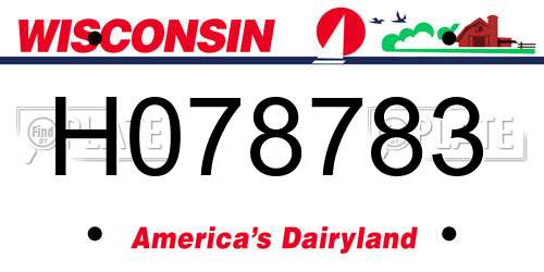 H078783 Wisconsin License Plate