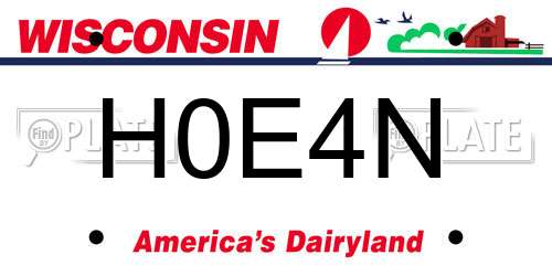 H0E4N Wisconsin License Plate