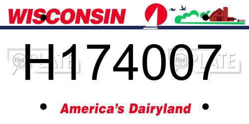 H174007 Wisconsin License Plate