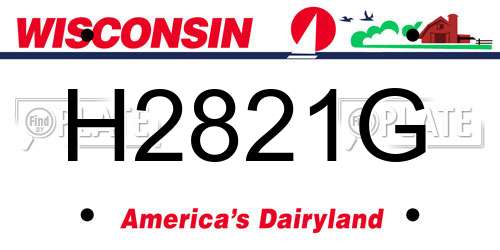 H2821G Wisconsin License Plate