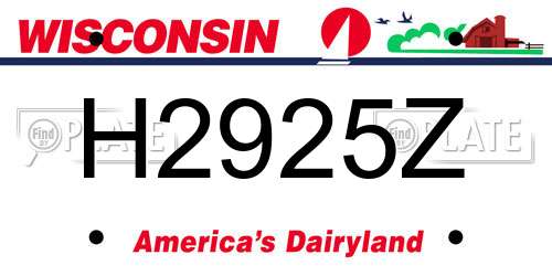 H2925Z Wisconsin License Plate