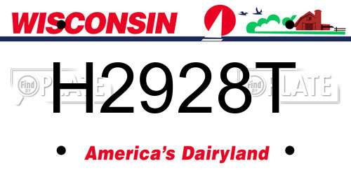 H2928T Wisconsin License Plate