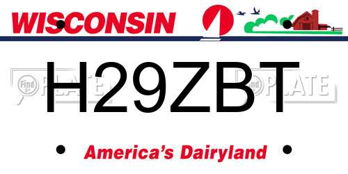 H29ZBT Wisconsin License Plate