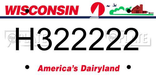 H322222 Wisconsin License Plate