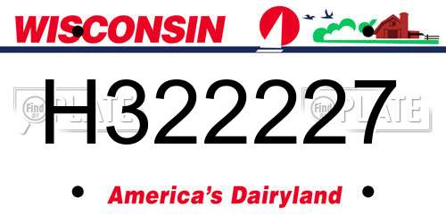 H322227 Wisconsin License Plate