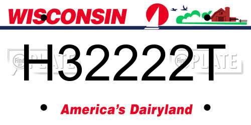H32222T Wisconsin License Plate