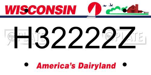 H32222Z Wisconsin License Plate