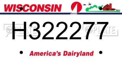 H322277 Wisconsin License Plate