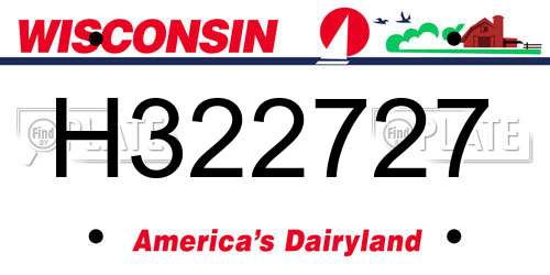 H322727 Wisconsin License Plate