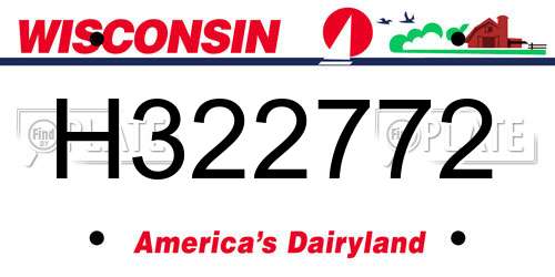 H322772 Wisconsin License Plate