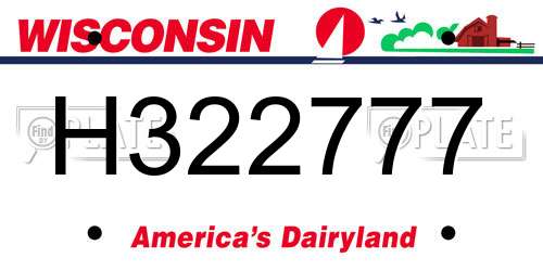 H322777 Wisconsin License Plate