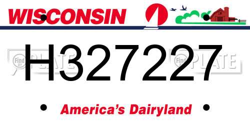 H327227 Wisconsin License Plate
