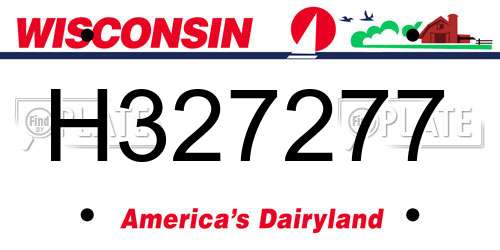 H327277 Wisconsin License Plate