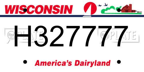 H327777 Wisconsin License Plate