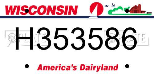 H353586 Wisconsin License Plate