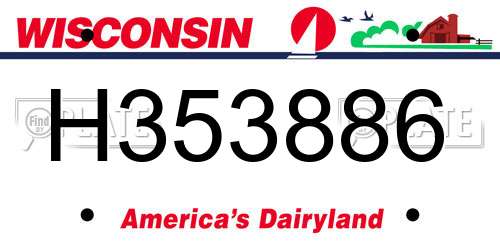 H353886 Wisconsin License Plate