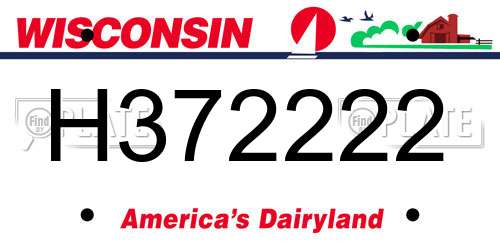 H372222 Wisconsin License Plate