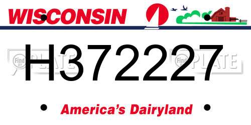 H372227 Wisconsin License Plate