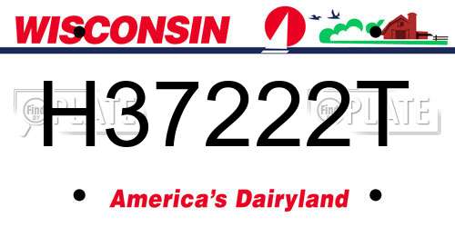 H37222T Wisconsin License Plate