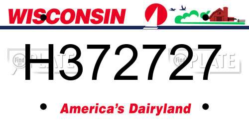 H372727 Wisconsin License Plate