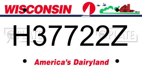 H37722Z Wisconsin License Plate