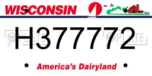 H377772 Wisconsin License Plate
