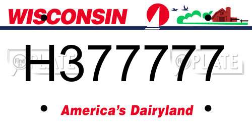 H377777 Wisconsin License Plate