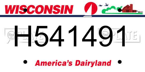 H541491 Wisconsin License Plate