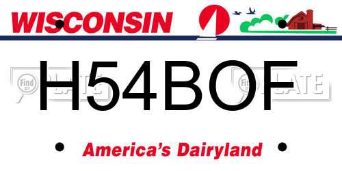 H54BOF Wisconsin License Plate