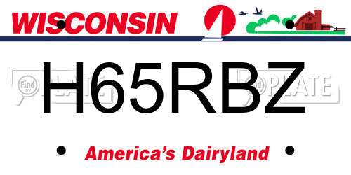 H65RBZ Wisconsin License Plate