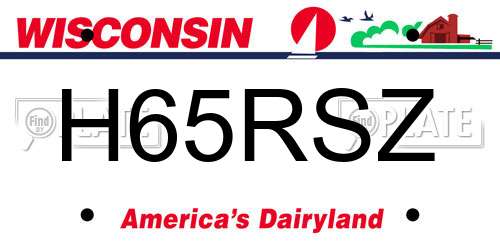 H65RSZ Wisconsin License Plate