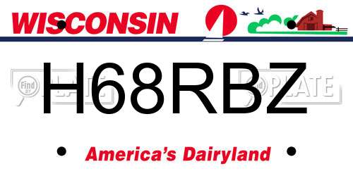 H68RBZ Wisconsin License Plate