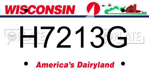 H7213G Wisconsin License Plate