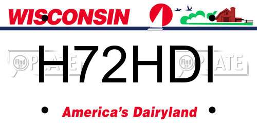 H72HDI Wisconsin License Plate