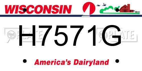 H7571G Wisconsin License Plate