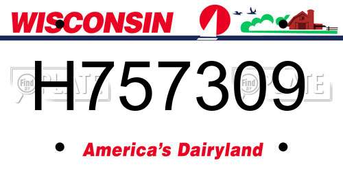 H757309 Wisconsin License Plate