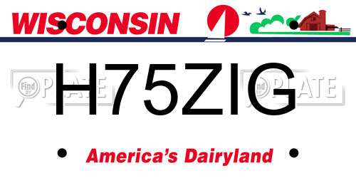 H75ZIG Wisconsin License Plate