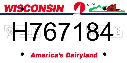 H767184 Wisconsin License Plate