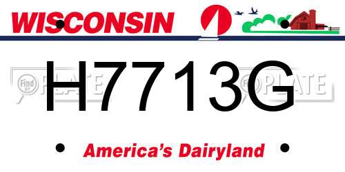 H7713G Wisconsin License Plate